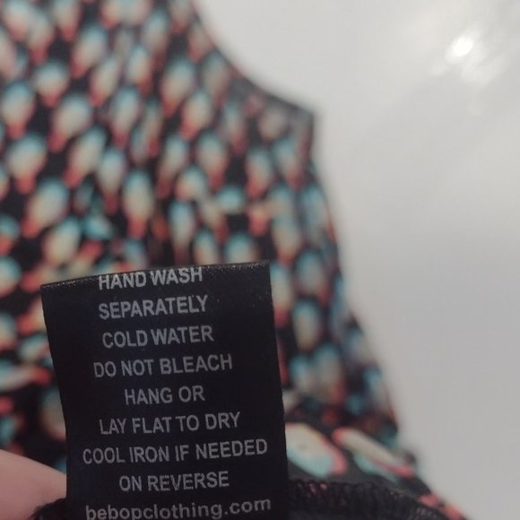 Bebop Bird Print Dress Black Sleeveless Pockets M - Picture 7 of 8